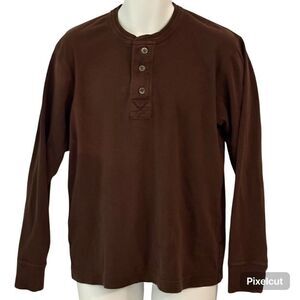 Old Navy Cotton Brown Henley Shirt. Size Medium